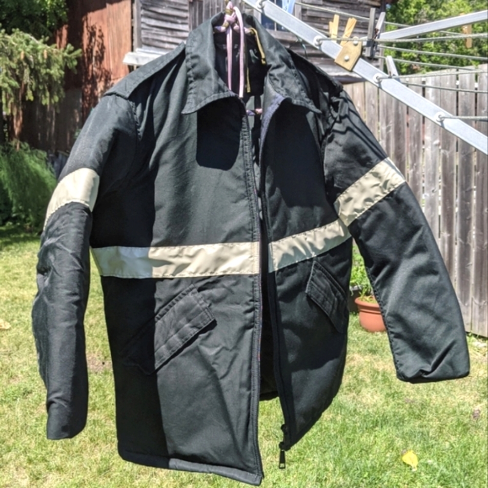 Black Work Coat with Glow Stripe